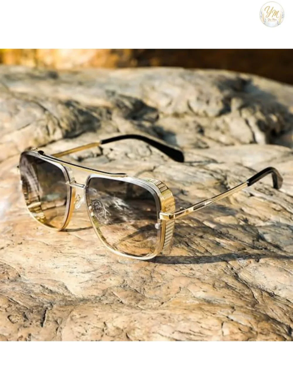 Vintage Metal Square Aviator Steampunk Sunglasses UV400
